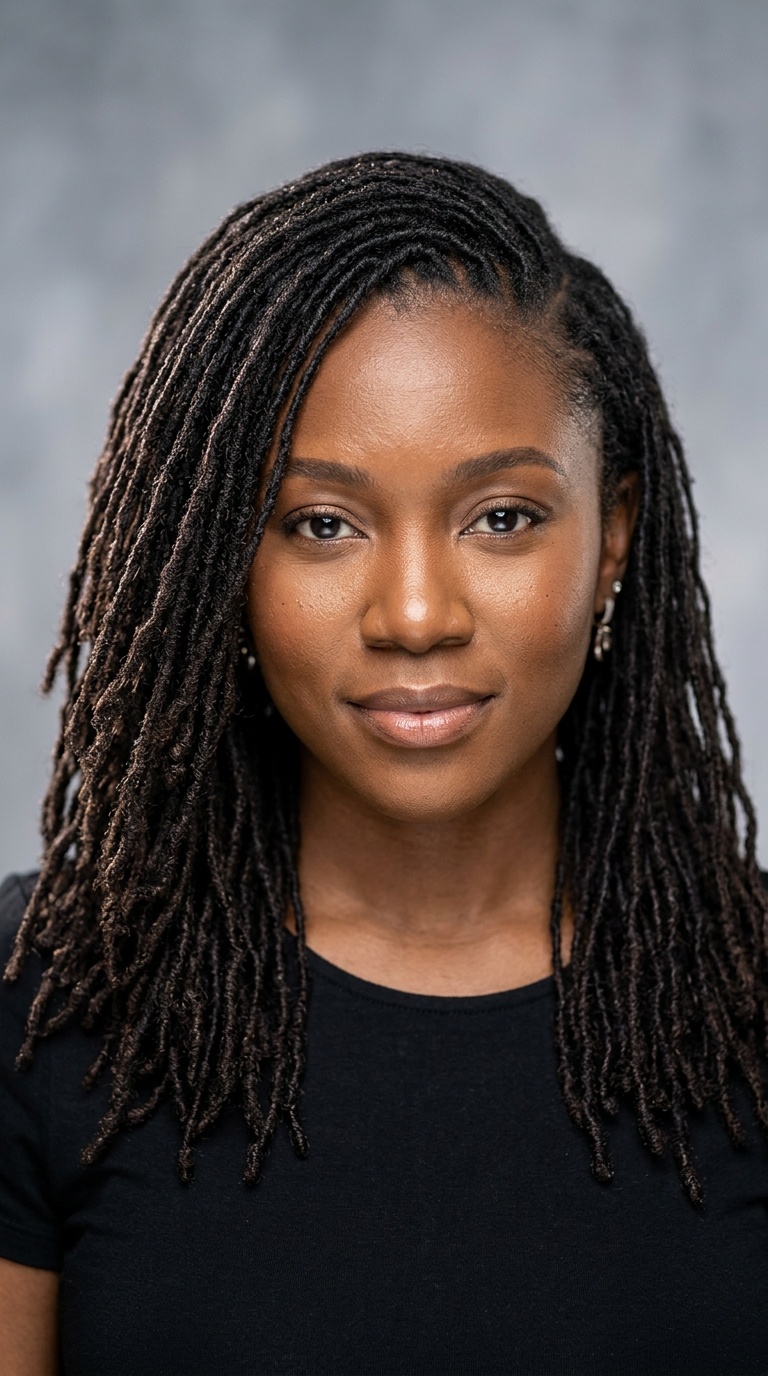 Sisterlocks in a Deep Side Part