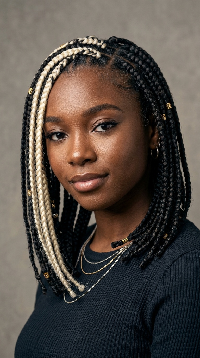 Skunk Stripe Braids with Bold Color