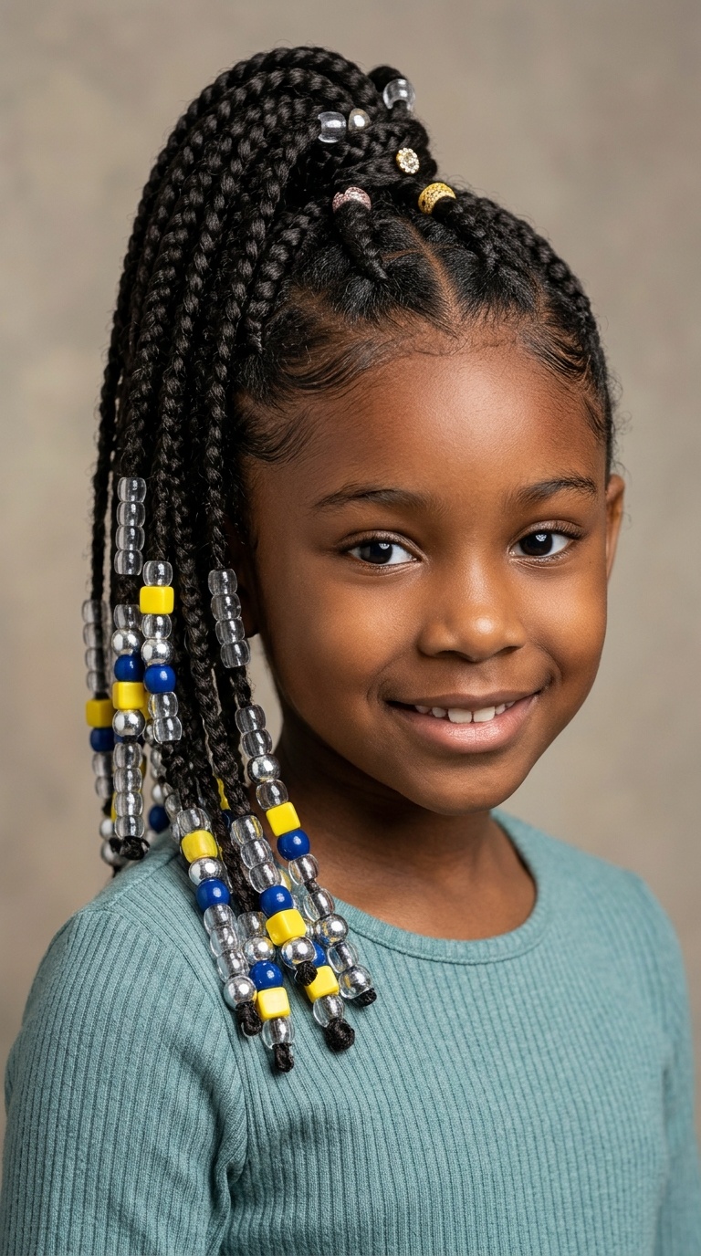 Sky-High Pony with Alternating Bead Patterns