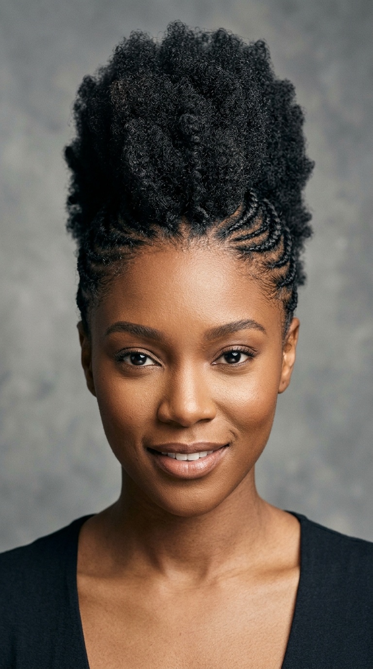Sleek Back Frohawk with Braided Sides