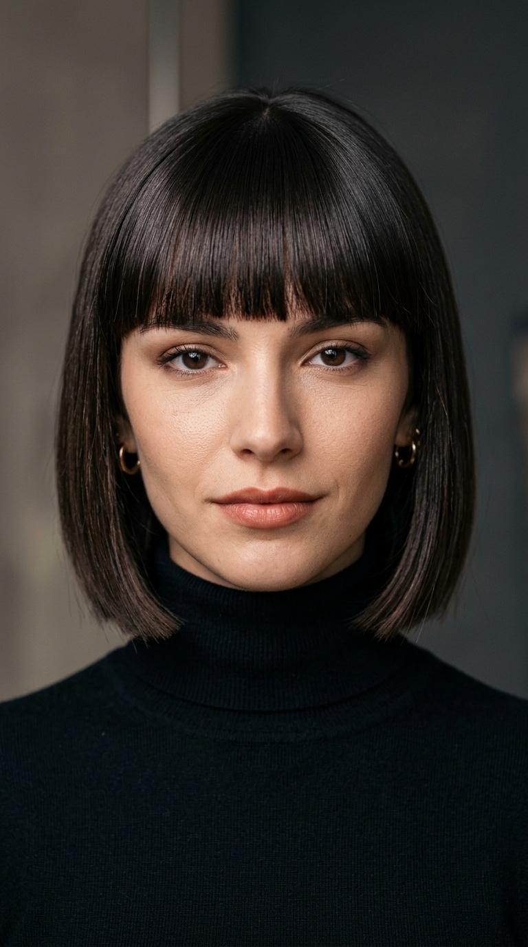 Sleek Bob with Blunt Bangs