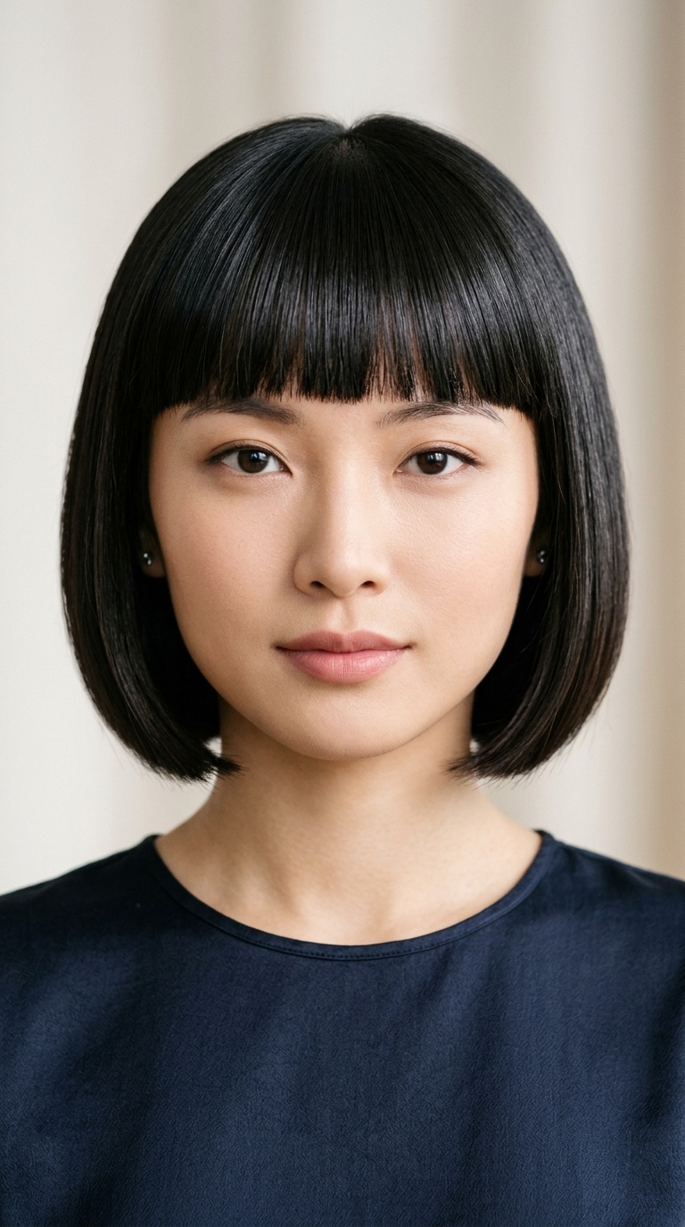 Sleek Bob with Straight-Across Bangs