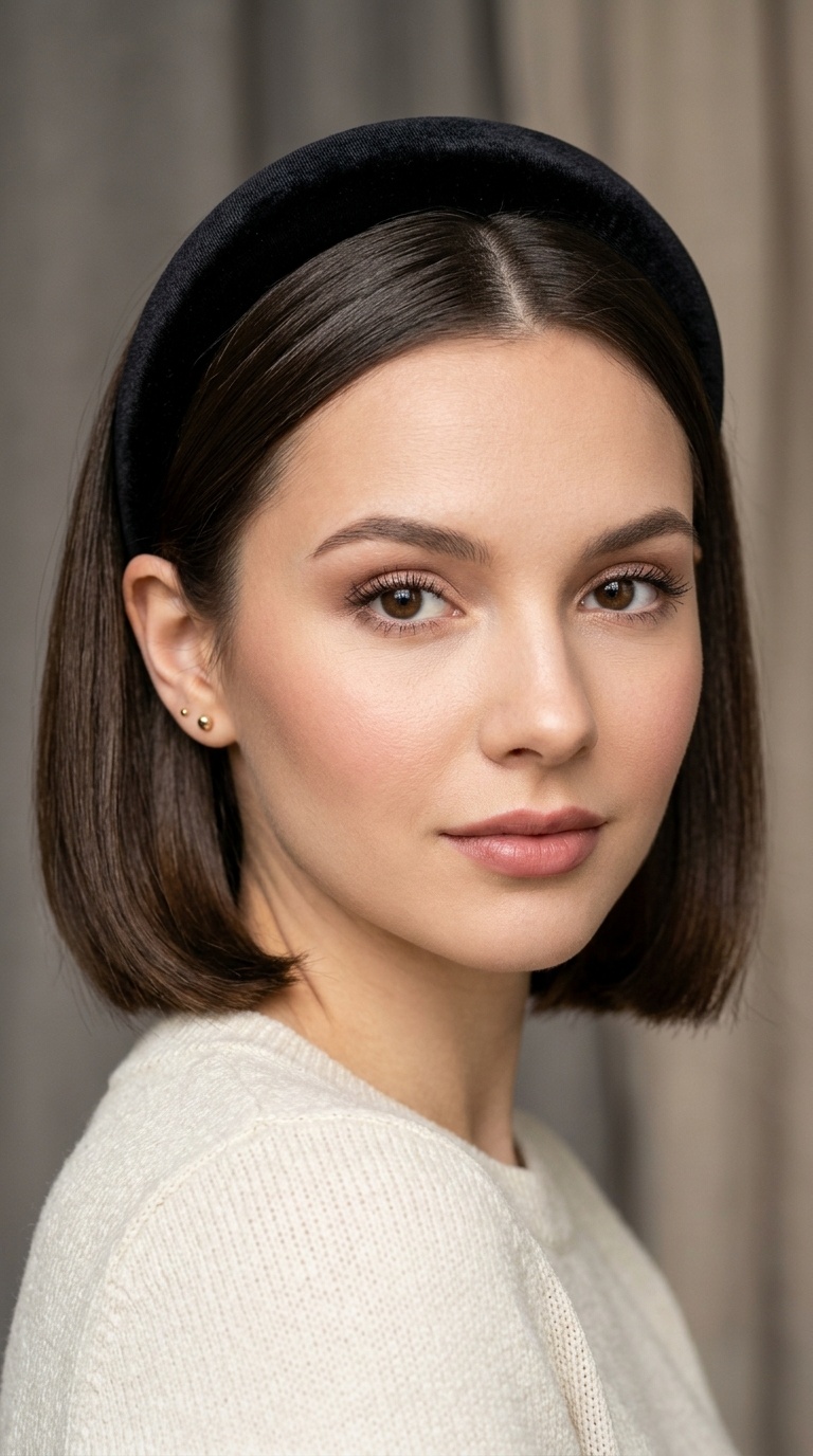 Sleek Bob with Velvet Headband