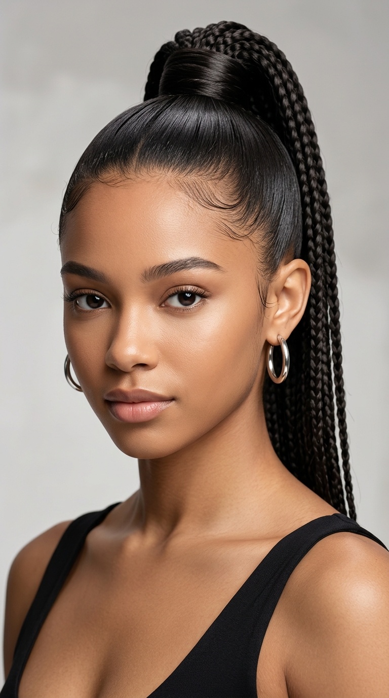 Sleek Braided High Pony