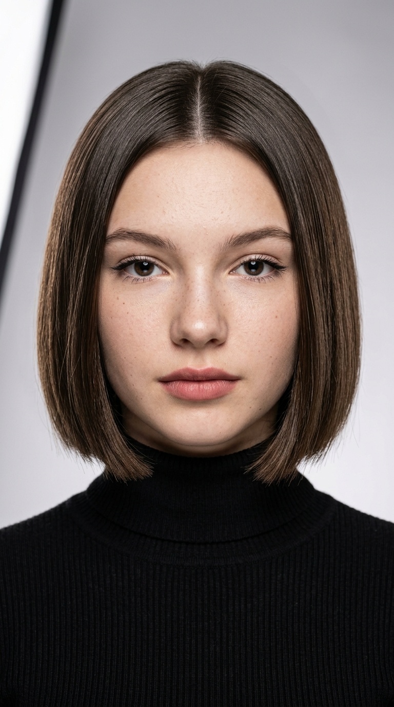 Sleek Center-Parted Bob