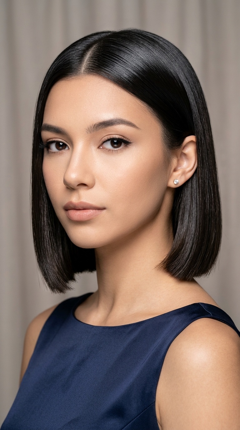 Sleek Center-Parted Bob