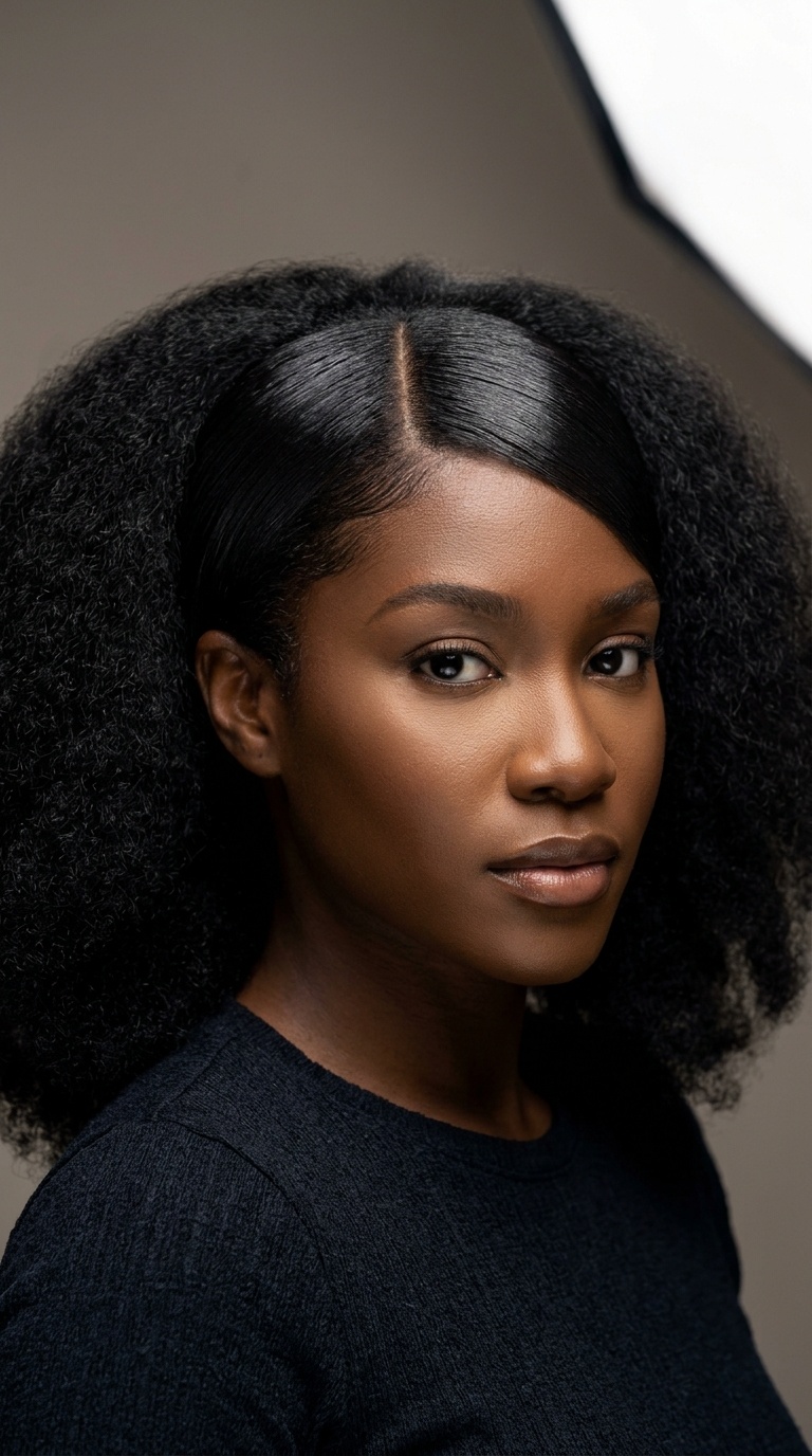 Sleek Center-Parted Glass Hair