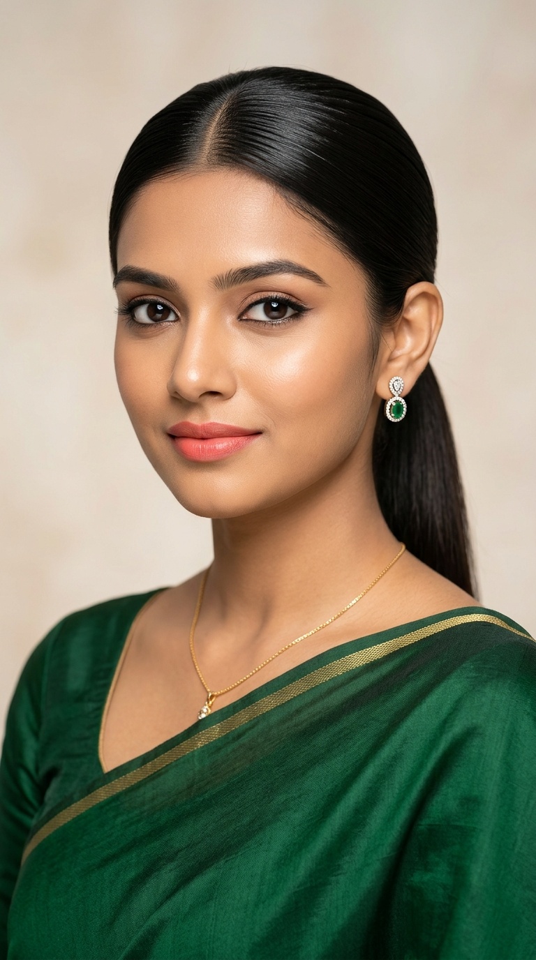 Sleek Center-Parted Low Pony