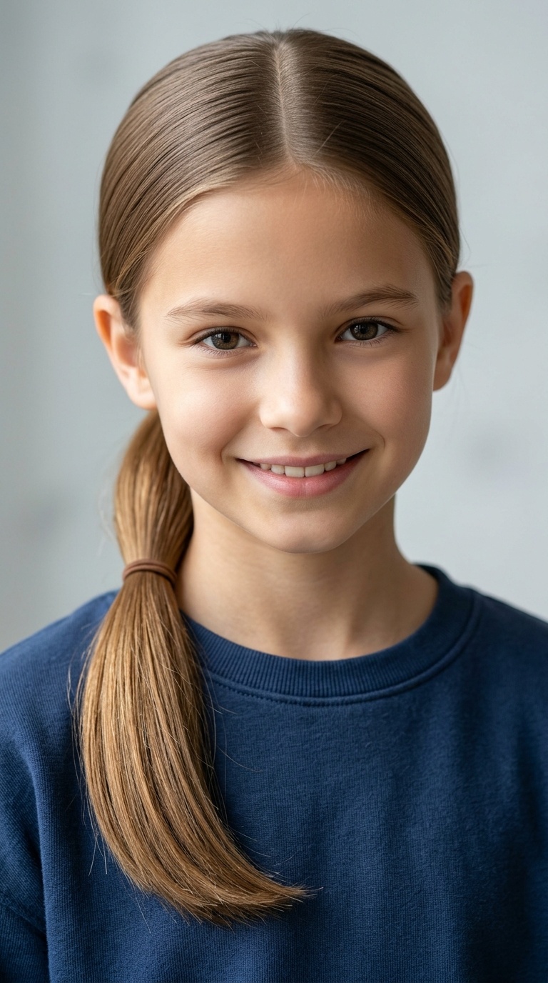 Sleek Center-Parted Low Pony