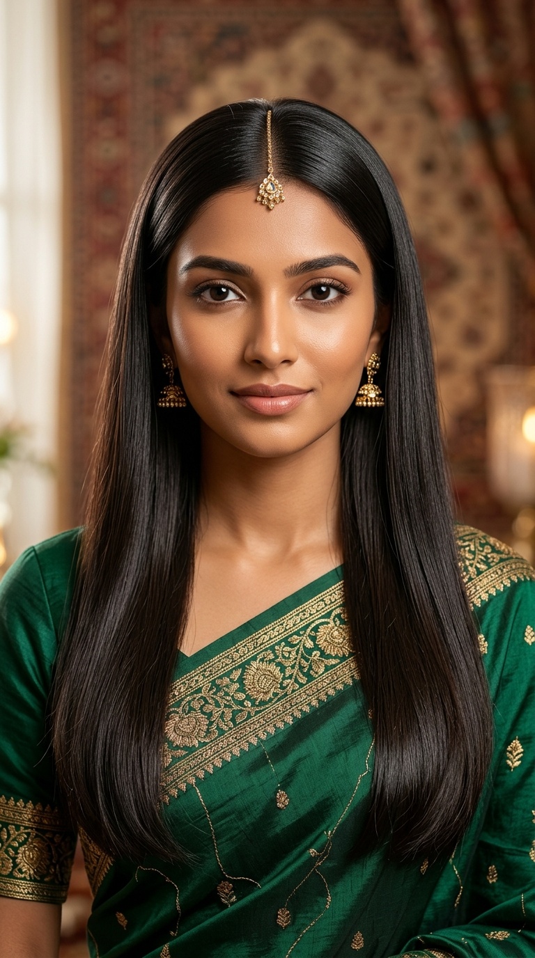 Sleek Center-Parted Open Hair