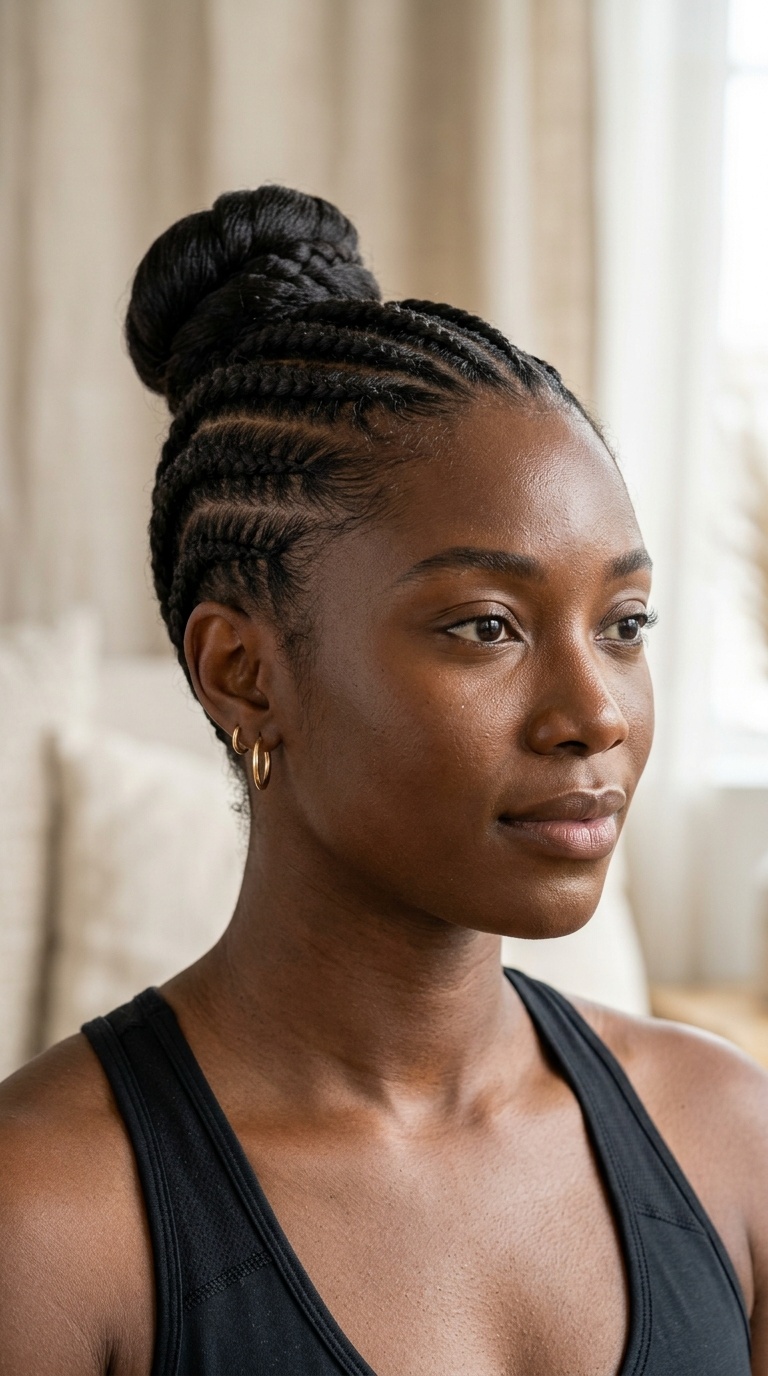 Sleek Cornrowed Ballerina Bun