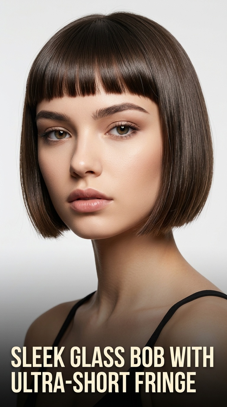 Sleek Glass Bob with Ultra-Short Fringe