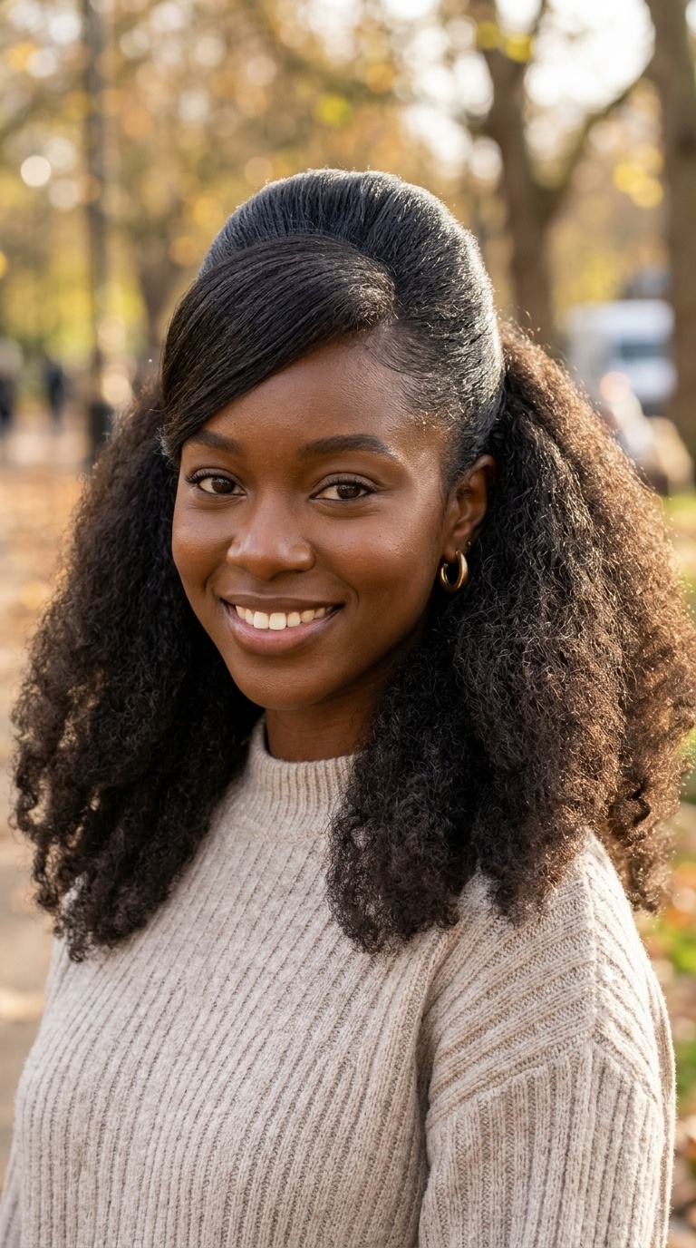 Sleek Half-Up, Half-Down with Swoop