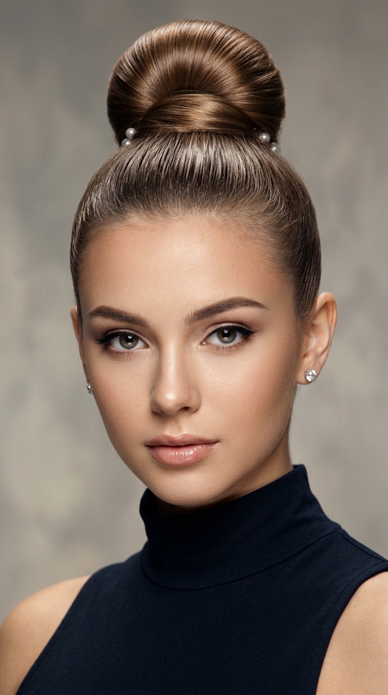 Sleek High Bun with a Polished Finish