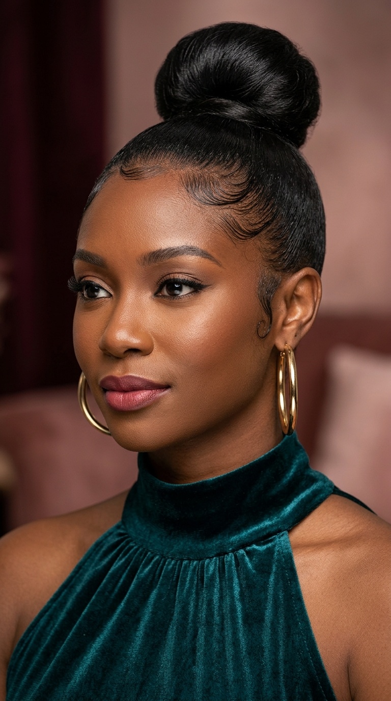 Sleek High Bun with Laid Edges