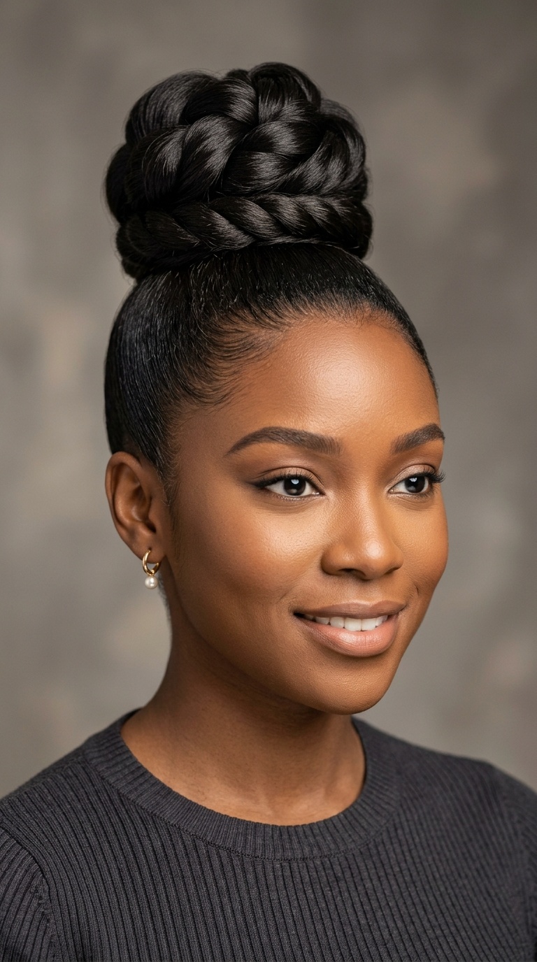Sleek High Bun with Wrapped Base