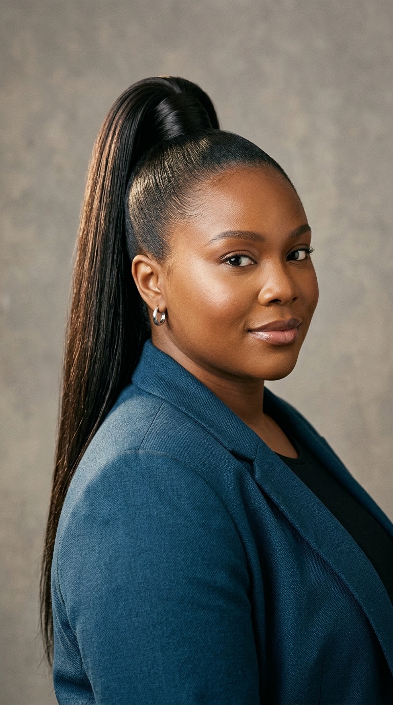 Sleek High Pony with a Wrapped Base