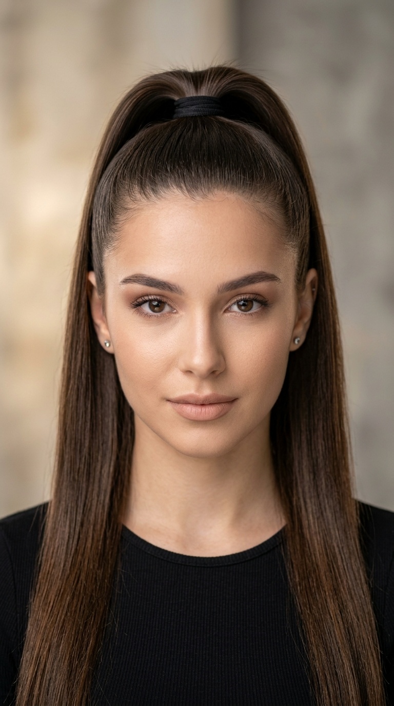 Sleek High Pony with Elastic Band