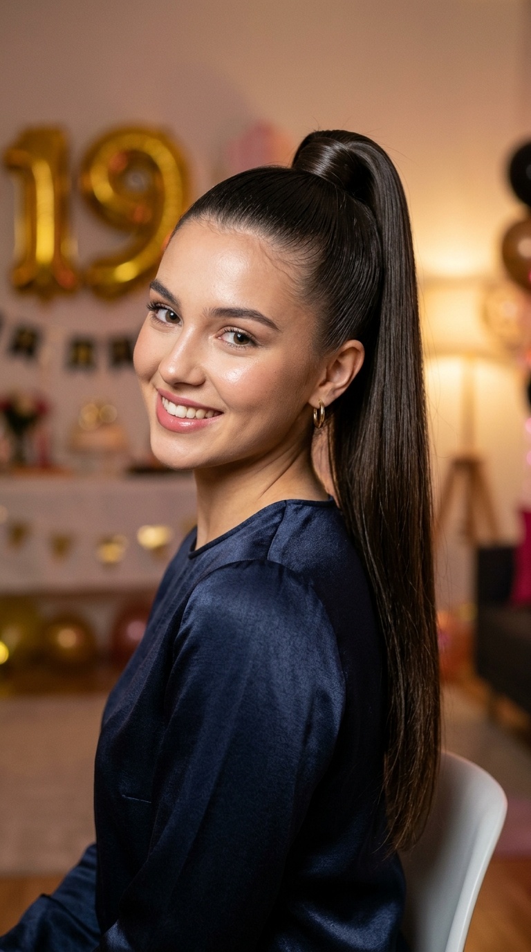 Sleek High Pony with Wrap