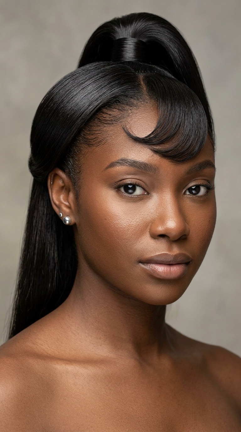 Sleek High Ponytail with Swoop