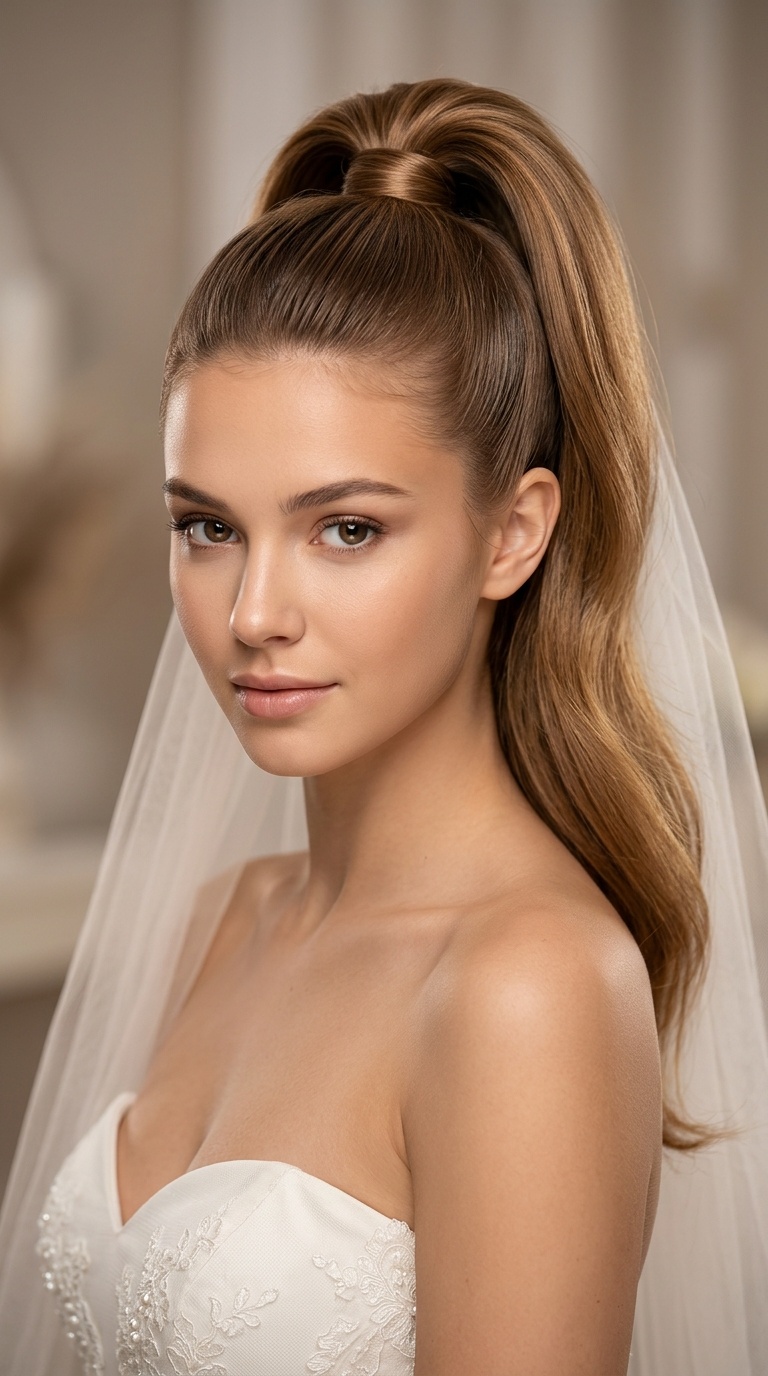 Sleek High Ponytail with Wrap Placement