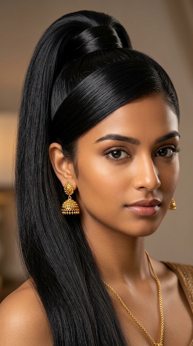 Sleek High Ponytail with Wraparound