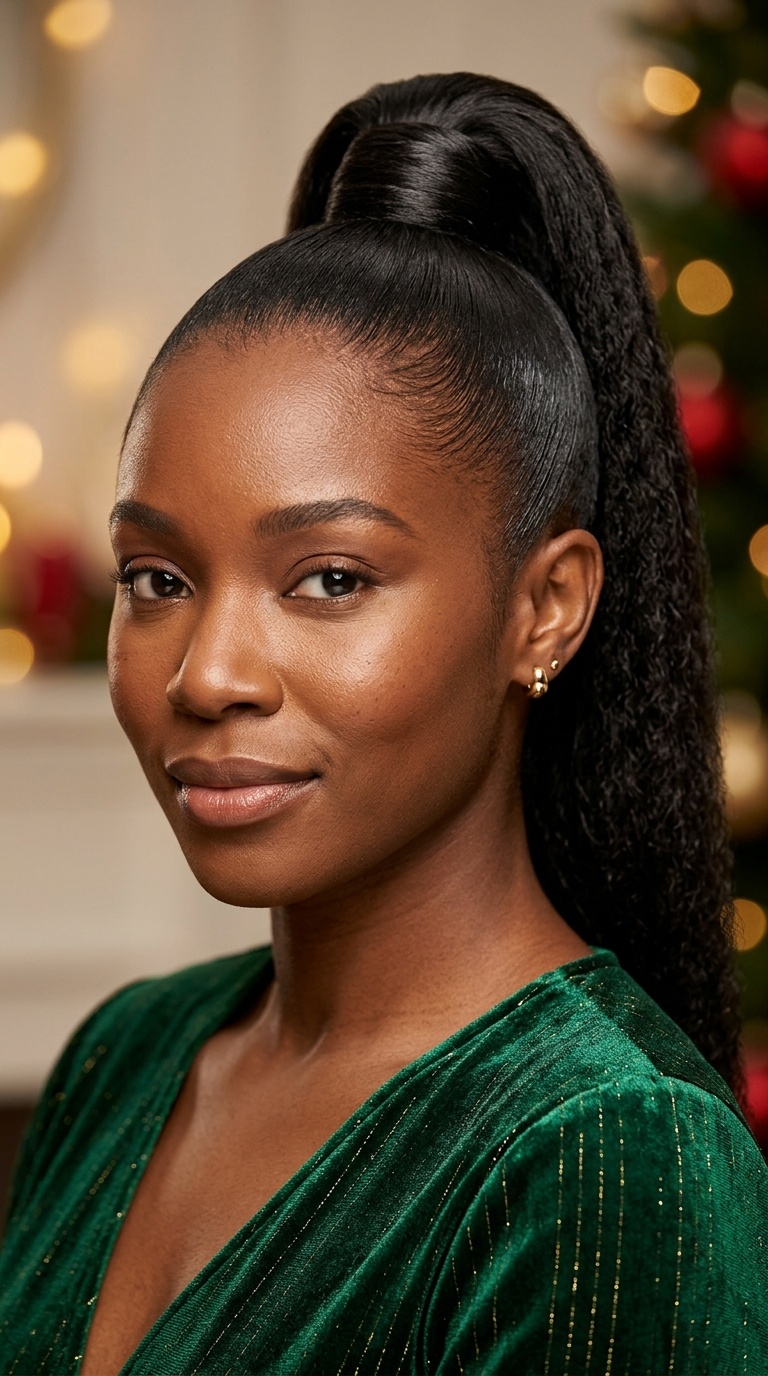 Sleek High Ponytail with Wrapped Base