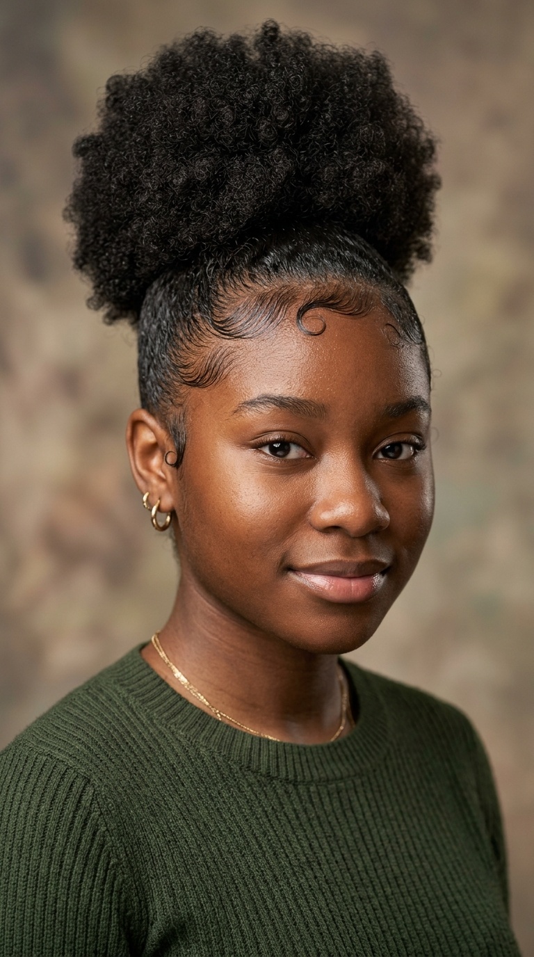 Sleek High Puff with Laid Edges