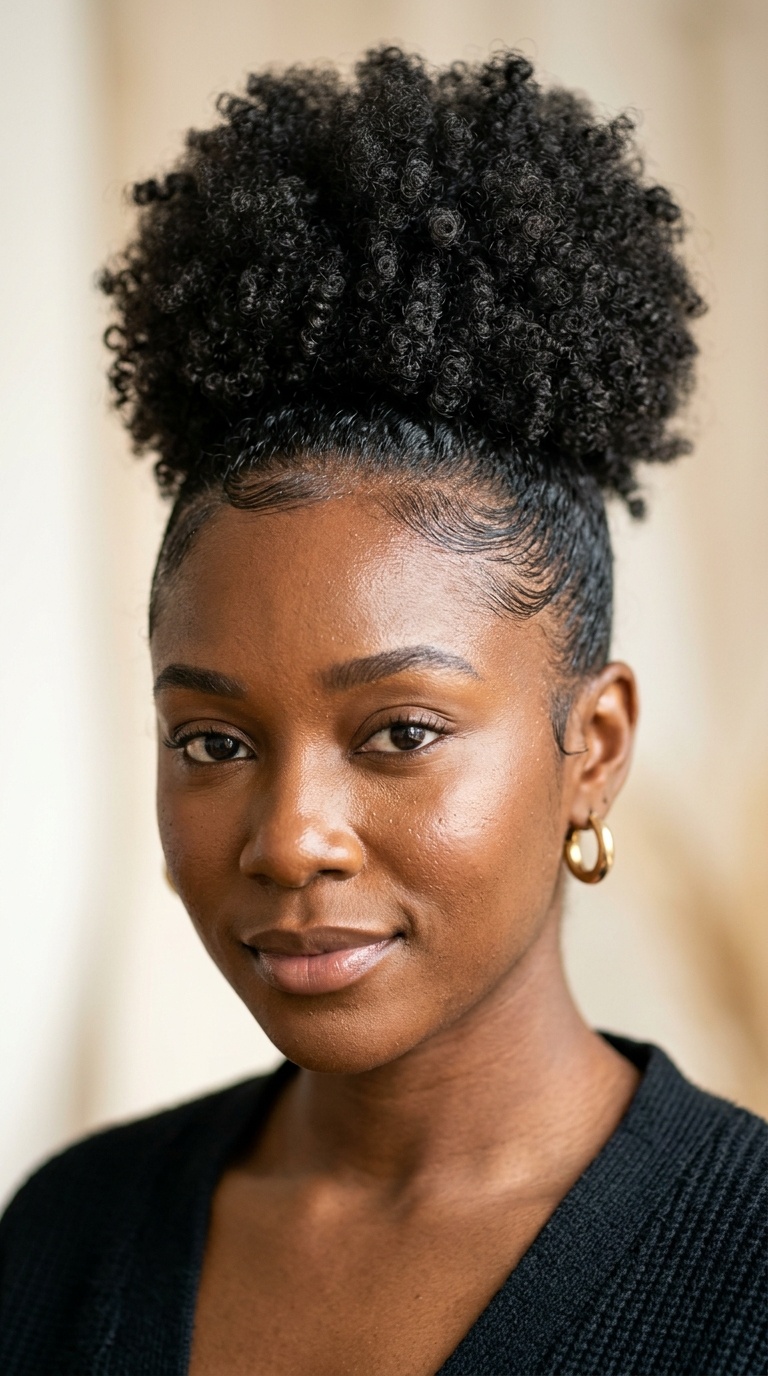 Sleek High Puff with Stretched Edges