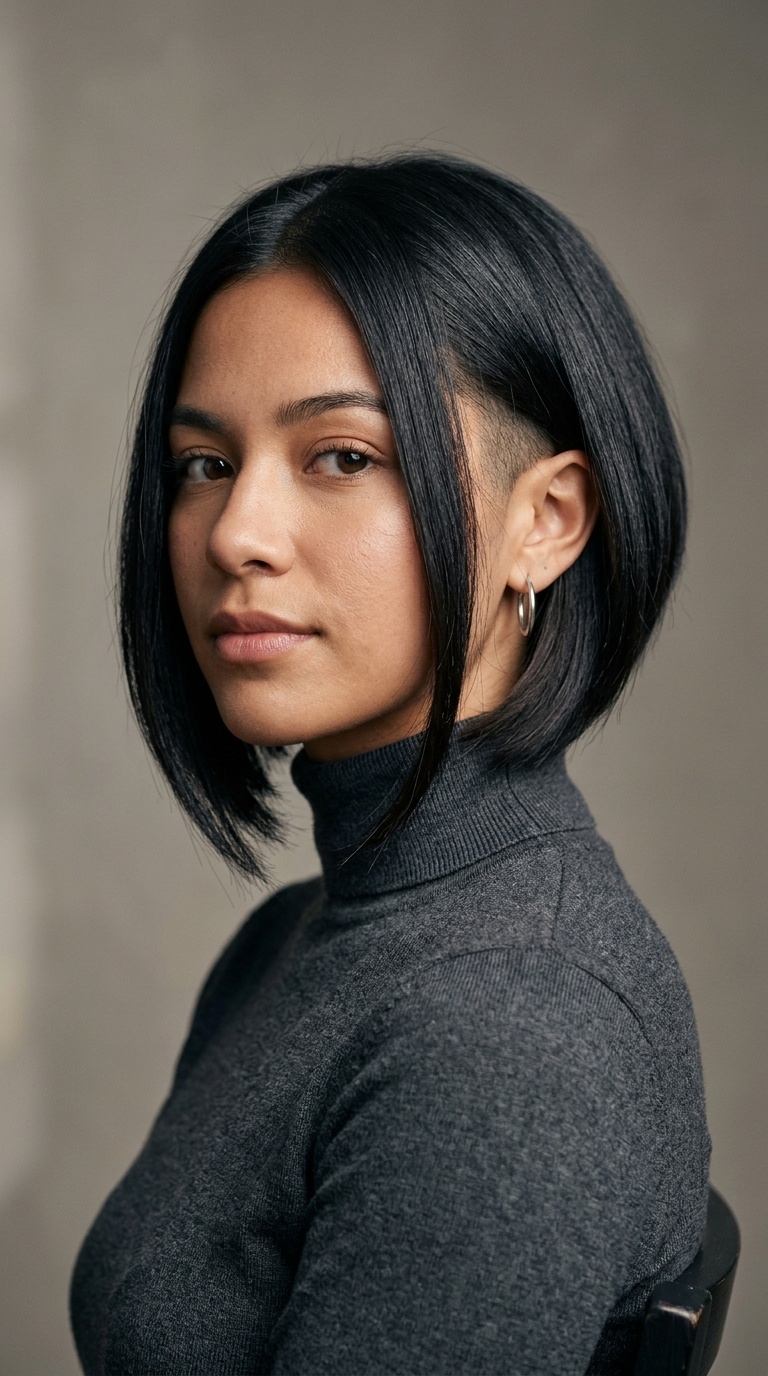 Sleek Inverted Bob with Hidden Shave