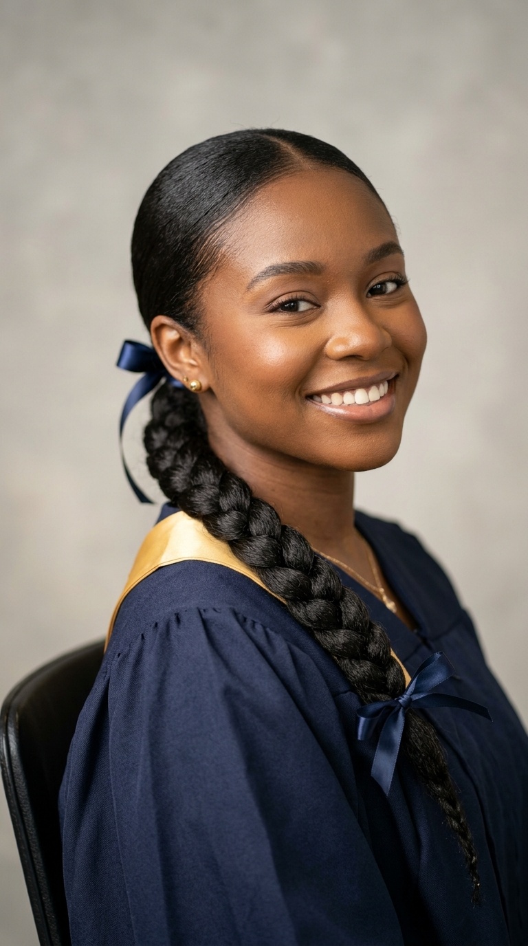 Sleek Low Braid with Ribbon
