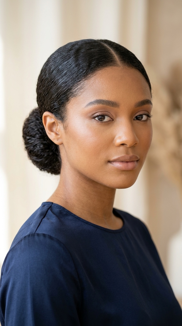 Sleek Low Bun with a Middle Part