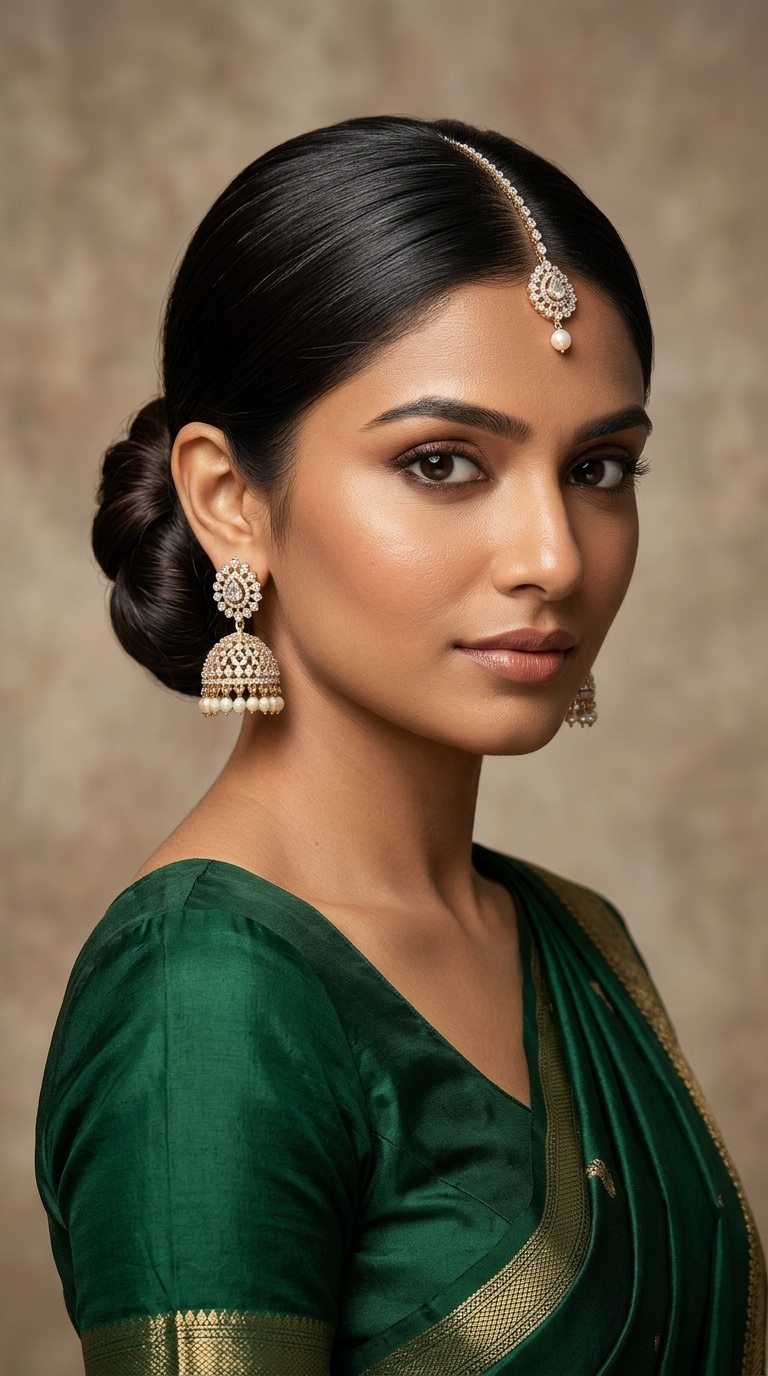 Sleek Low Bun with Center Parting
