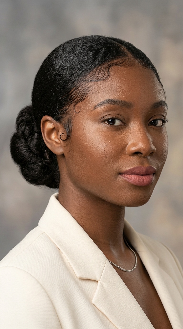 Sleek Low Bun with Laid Edges