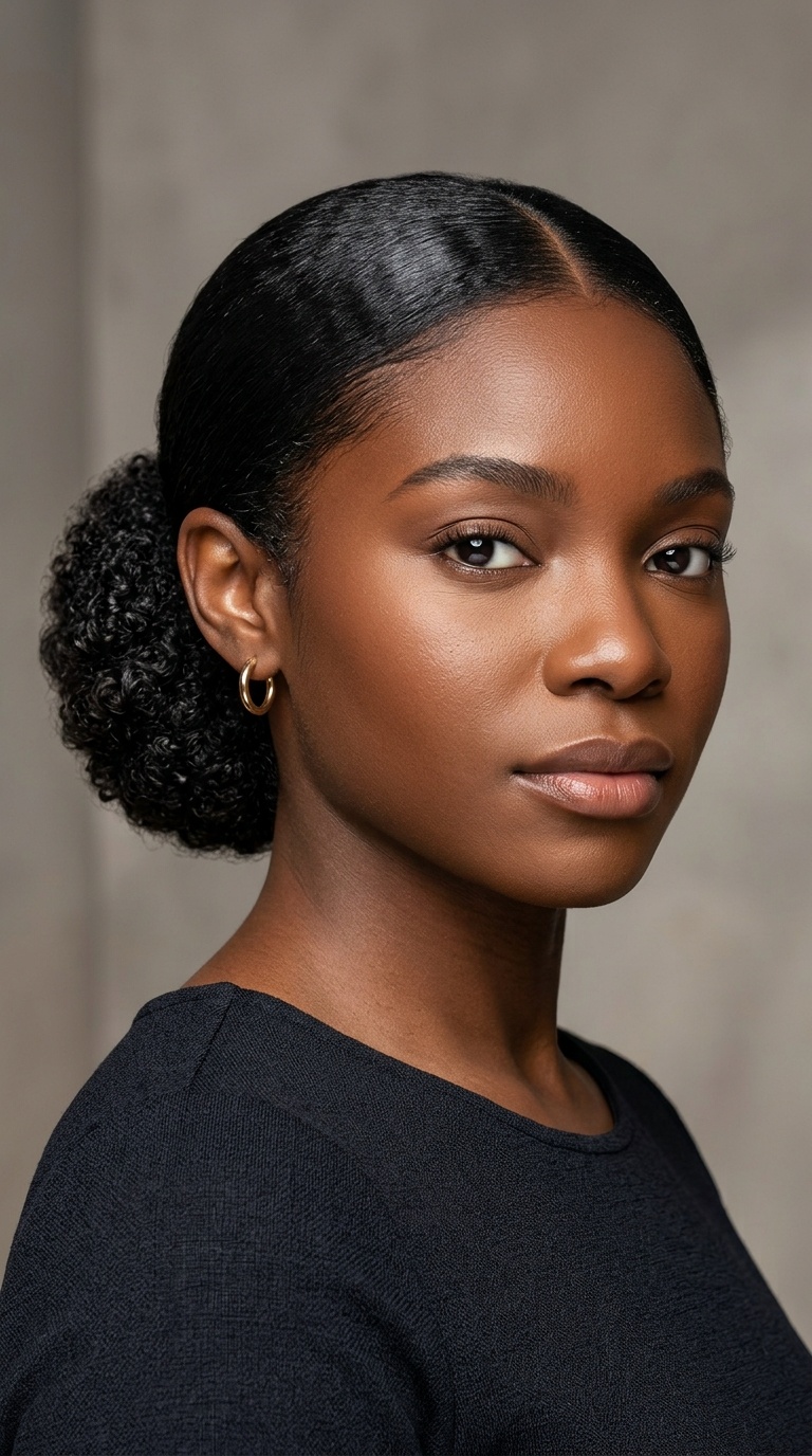 Sleek Low Bun with Middle Part
