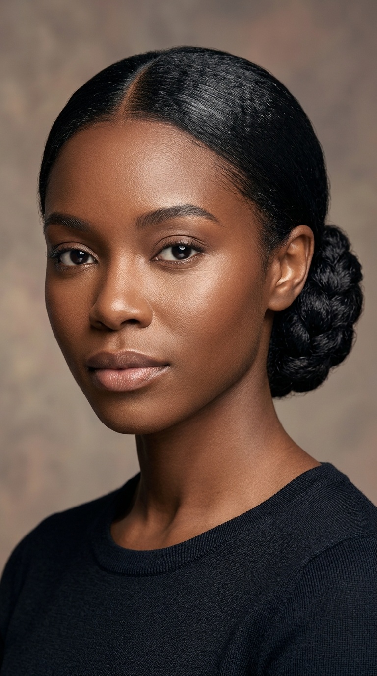 Sleek Low Chignon with Middle Part