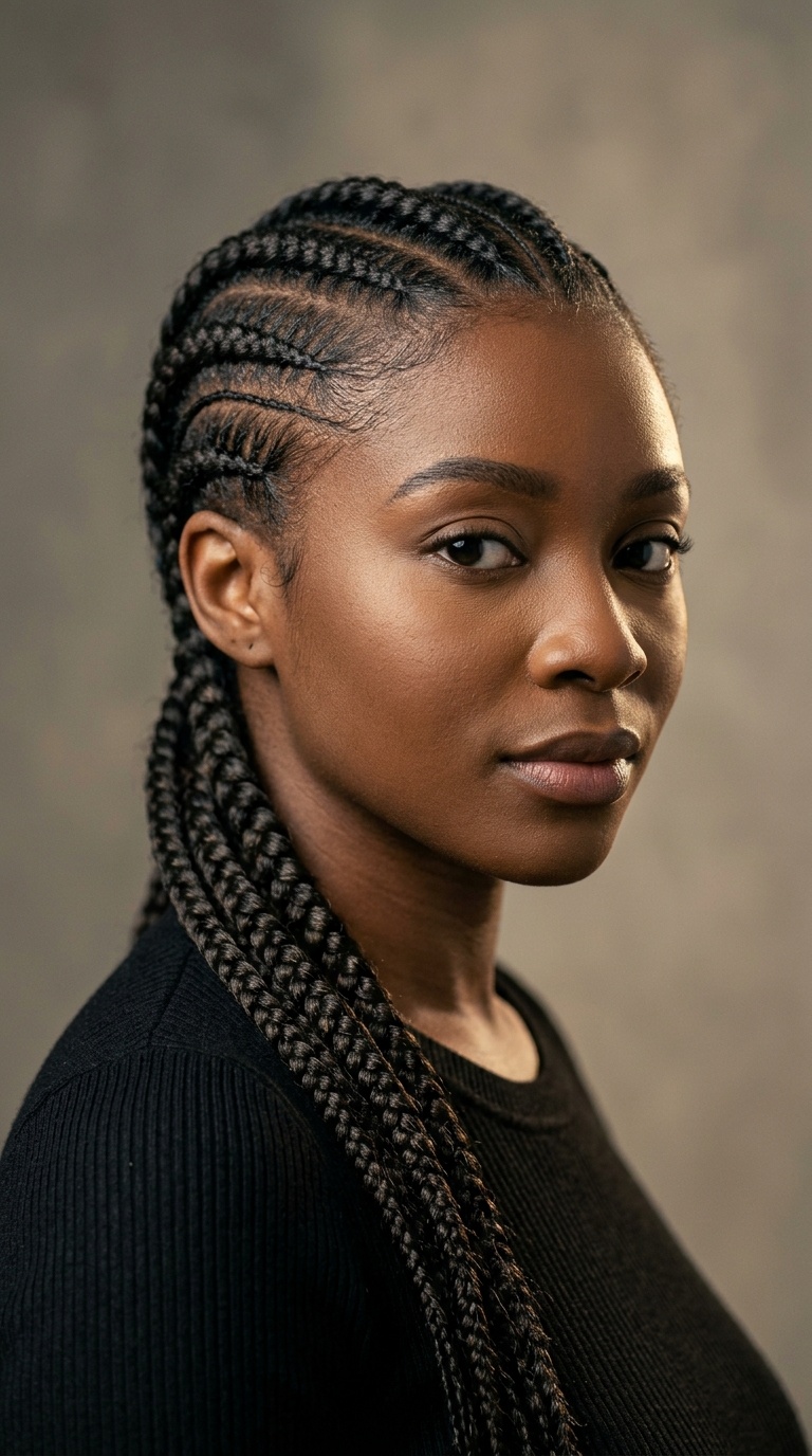 Sleek Low Feed-In Cornrows