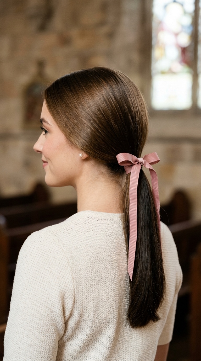 Sleek Low Ponytail with a Ribbon