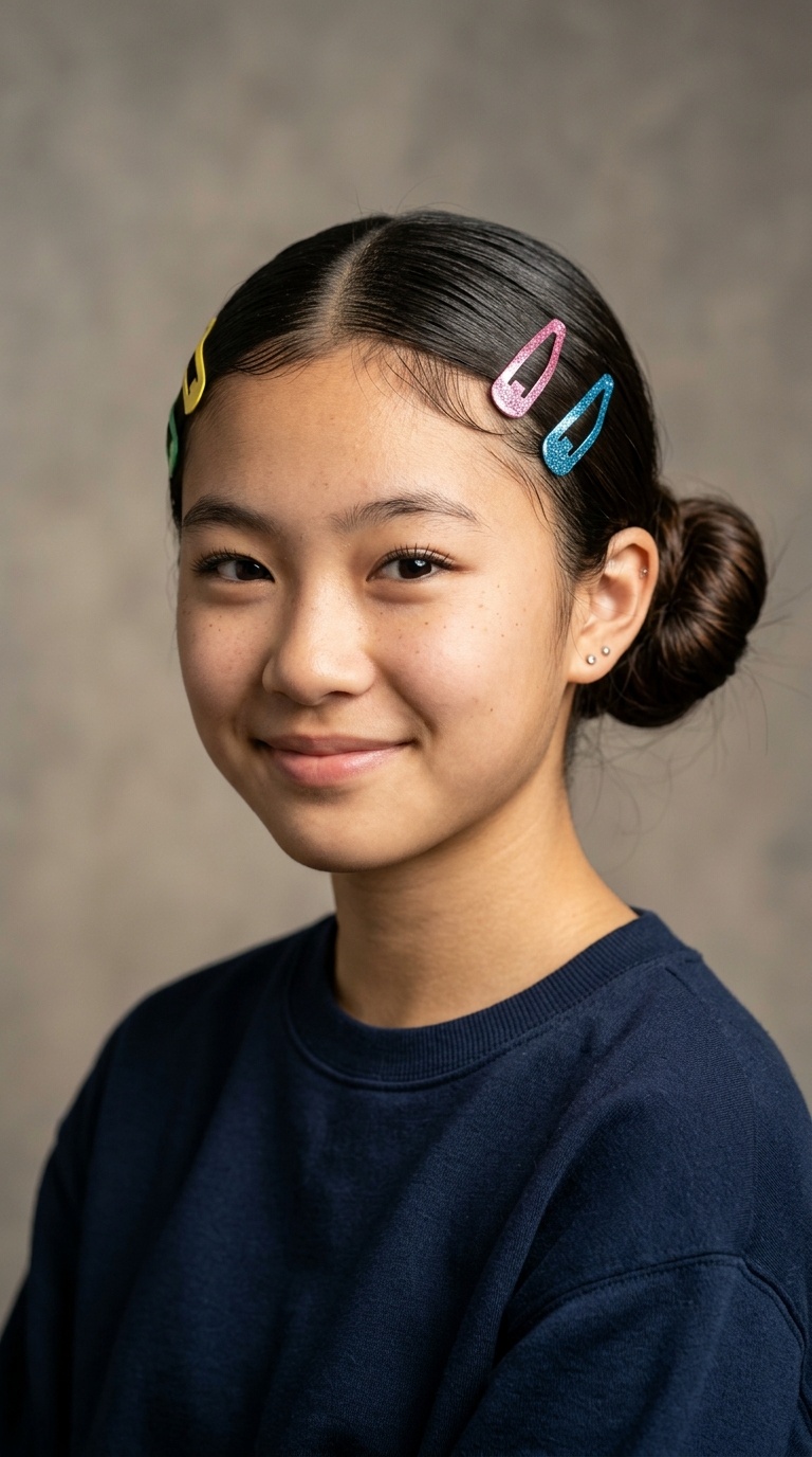 Sleek Mid-Height Bun with Snap Clips