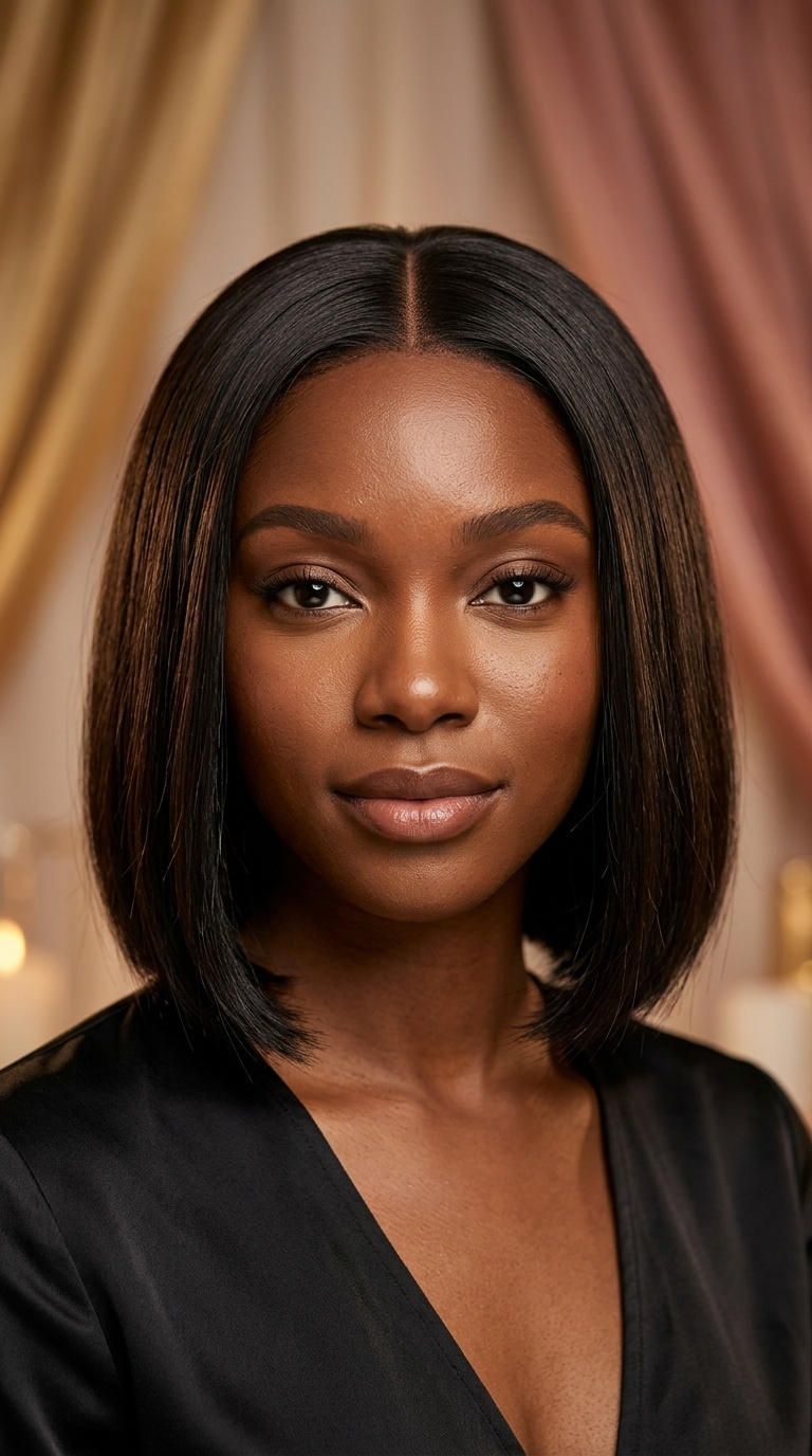 Sleek Middle-Part Bob