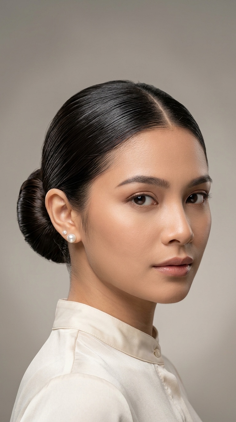 Sleek Middle-Part Bun