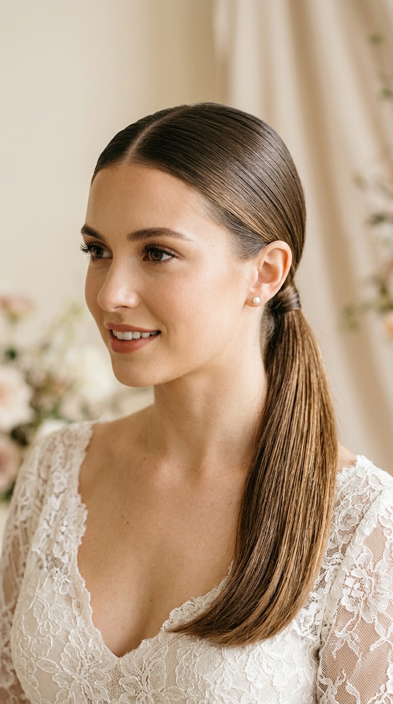 Sleek Middle-Part Low Pony