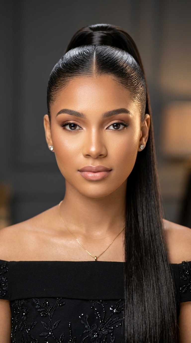 Sleek Middle-Part Ponytail