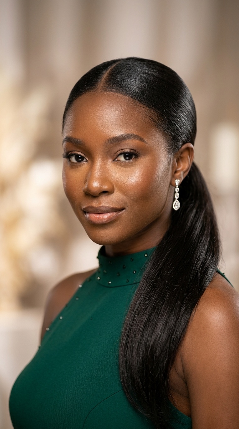 Sleek Middle-Part Ponytail