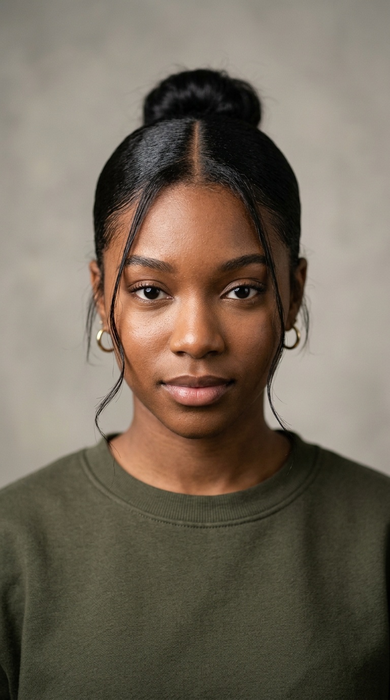Sleek Middle Part with Face-Framing Tendrils