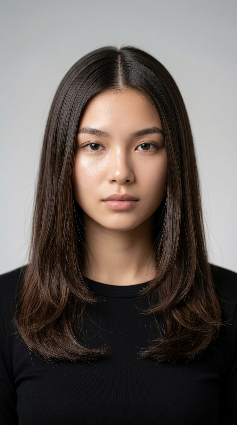 Sleek Middle Part with Soft Ends