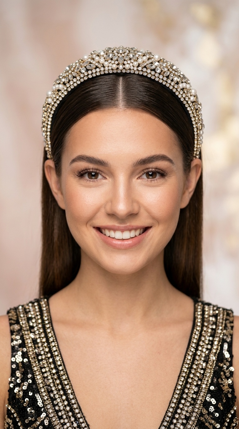 Sleek Middle Part with Statement Headband