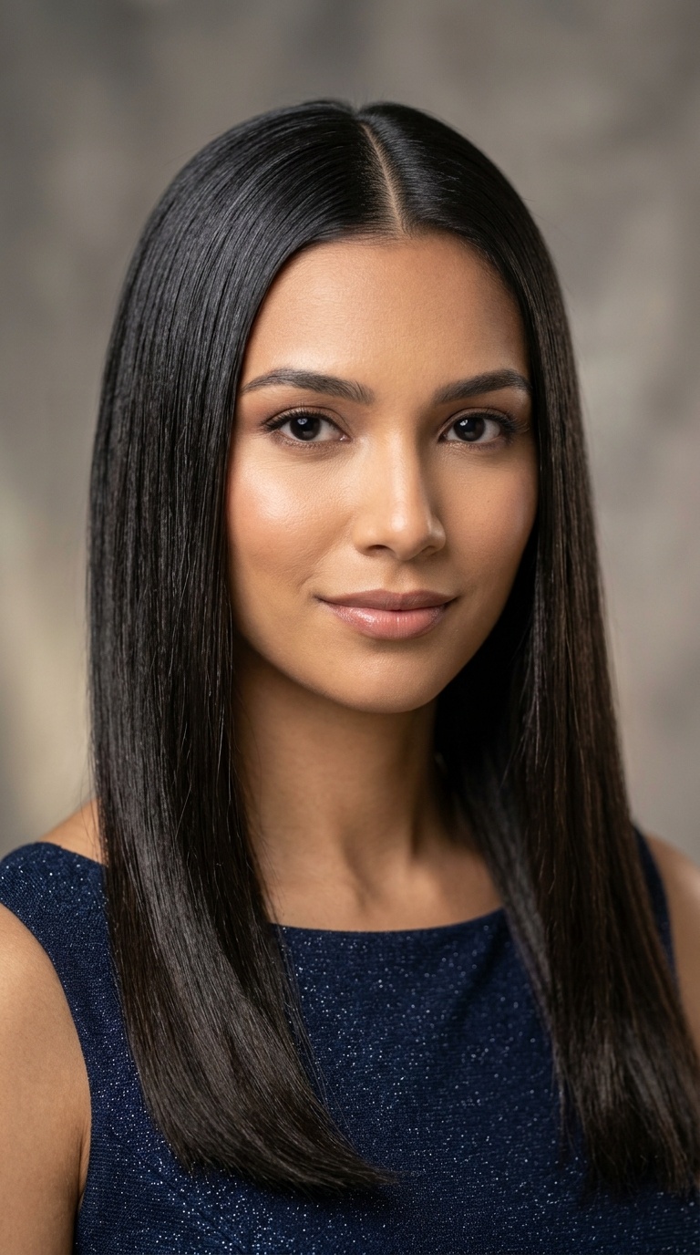 Sleek Middle Part with Straight Hair