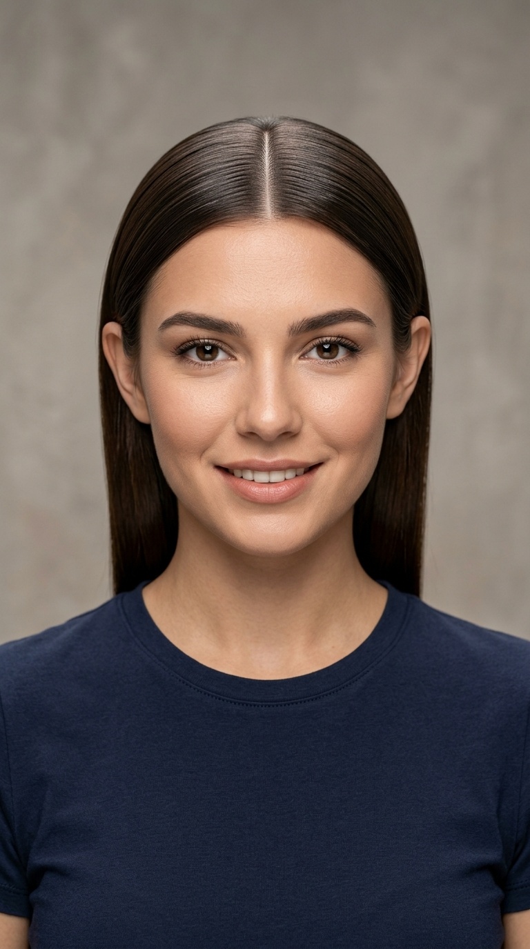 Sleek Middle Part with Tucked Ears