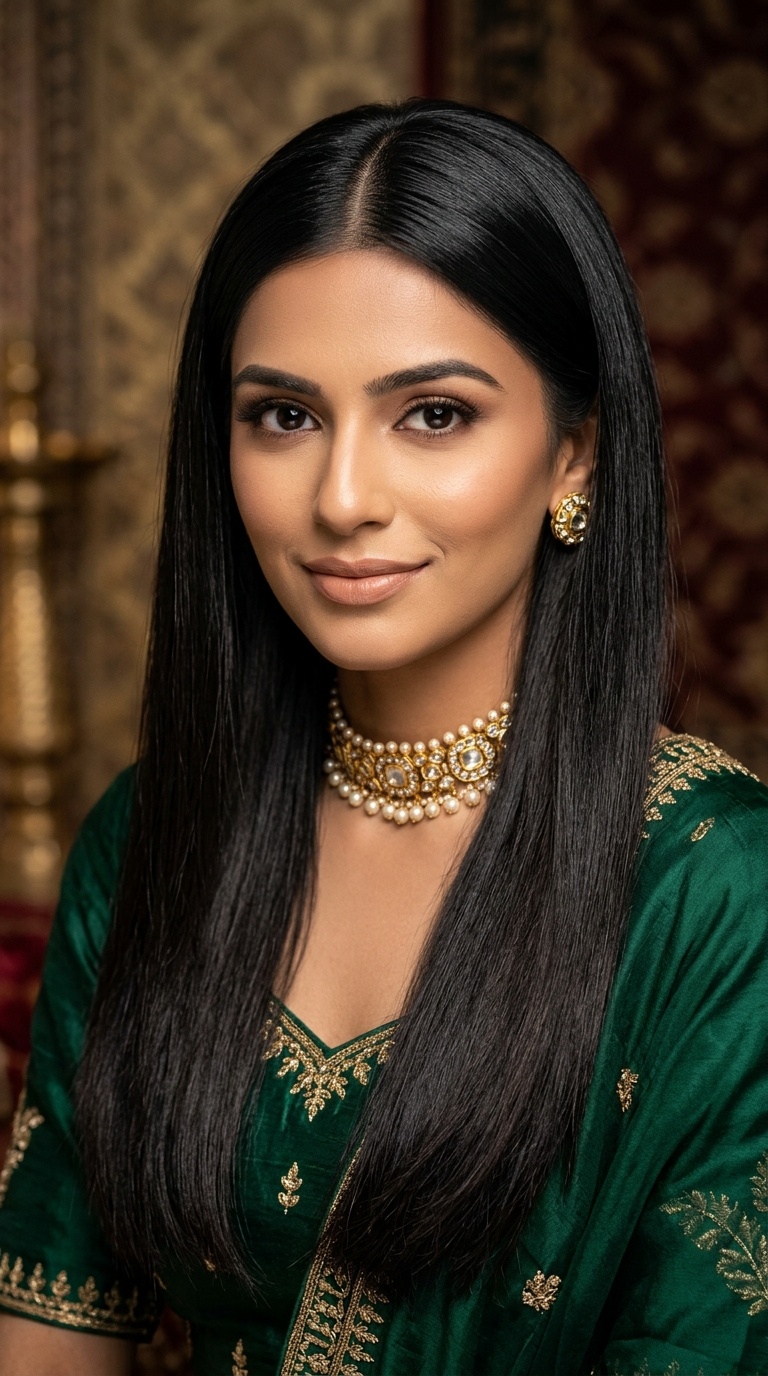 Sleek Middle-Parted Open Hair